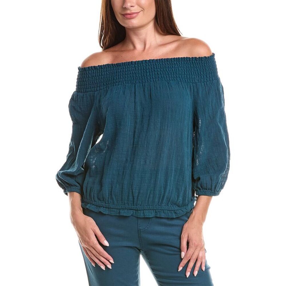 Xcvi Womens Jolia Gauze Top, Navy